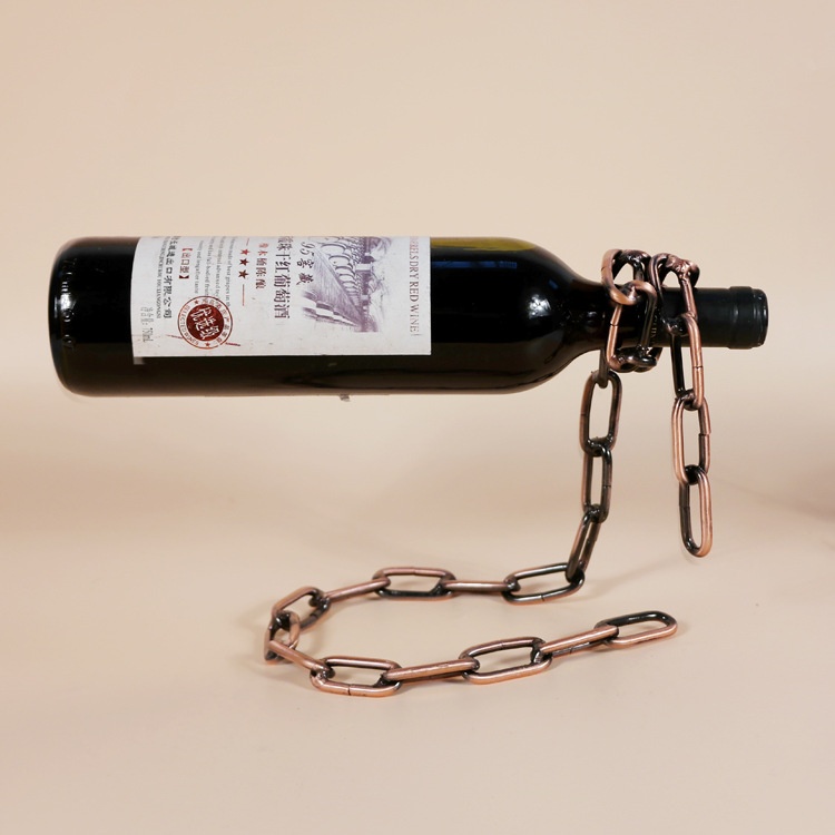 Birthday,Friendship Gifts,Father's Day,Anniversary,Magical Suspended Iron Chain Wine Rack - Metal Chain Crafts